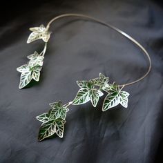 The necklace is made of stainless steel, decorated with PET enamel  - This is a proprietary technology process used PET bottles Leaf Jewelry Necklace, Lotr Jewelry, Warrior Jewelry, Ivy Necklace, Leaf Accessories, Eco Friendly Necklace, Ren Fair, Nature Necklace, Botanical Jewelry