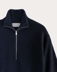 “This sweater made me reevaluate my entire life.”  If Nancy Meyers’ kitchen were a sweater, it would be the Half-Zip. Ready to cook you a wholesome meal and listen to all your problems, it features an elevated zip neckline, a relaxed fit, in a soft ribbed knit. The best part? It’s made of extra-fine merino wool that’s been washed and boiled for a softer, warmer, and more durable feel, much like your feelings after wearing it.  This merino wool is certified by the Responsible Wool Standard, ensuring the welfare of the sheep and the land they graze on. Half Zip Sweater, Half Zip Sweater Outfit, Zip Sweater Outfit, Nancy Meyers, Red Face, Half Zip Sweaters, Zip Sweater, Sweater Making, Half Zip