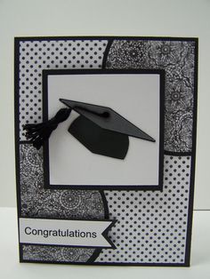 congratulations card with black and white graduation cap