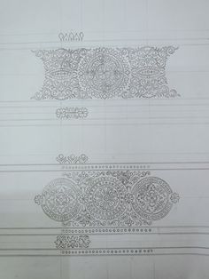 two drawings of decorative designs on white paper