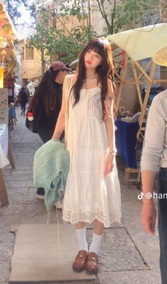 Cottagecore Cotton Dress For Picnic, Summer Fairycore Vintage Dress, Spring Cottagecore Long Skirt, Japan Spring Fashion, Summer Cottagecore V-neck Dress, Spring Cotton Kawaii Skirt, Simple Style Outfits, Korean Casual Outfits