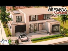 the modern family house is shown in this video game, and it has two cars parked outside