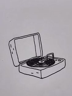 a drawing of an open record player