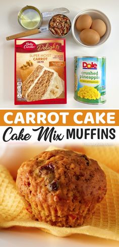 carrot cake mix muffins with ingredients on the side