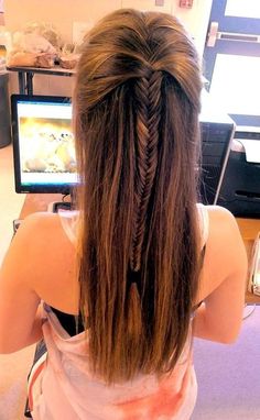 Cute Half Up Half Down Hairstyles: French Fishtail Braid Fishtail Braid Hairstyles, Cute Braided Hairstyles, Smink Inspiration, Good Hair Day, Fish Tail Braid, Sleeve Tattoo, Great Hair