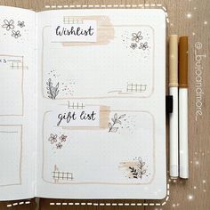 Bujo Wishlist Spread, Bujo Inspiration Layout, Bujo Title Page, Bujo Wishlist, Notebook Profile, Bujo Trackers, Bujo 2025, Bullet Journal Mental Health, Ballet Journal