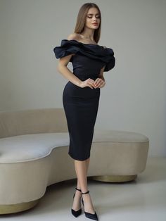 Look absolutely stunning at your next special event with this elegant midi evening gown. This black corset dress features a chic off-the-shoulder design, making it the perfect choice for a formal occasion. This black formal dress exudes sophistication and style, sure to turn heads wherever you go. Elevate your look with this dress and be the epitome of elegance and grace at any special event. We tailor clothing exclusively to your measurements, ensuring a perfect fit. All you need to do is messa Elegant Midi Off Shoulder Dress For Formal Events, Elegant Off Shoulder Midi Dress For Formal Occasions, Black Off Shoulder Dress With Fitted Bodice For Party, Glamorous Off Shoulder Dress For Evening With Fitted Bodice, Cocktail Midi Dress For Gala, Fitted Off Shoulder Dress For Evening, Strapless Off Shoulder Dress For Evening, Elegant Off-shoulder Evening Dress For Gala, Elegant Off Shoulder Dress For Gala