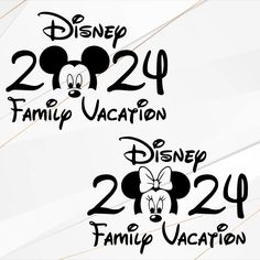 the disney vacation numbers are shown in black and white, as well as mickey mouse