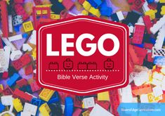 a pile of lego bricks with the words lego bible verse activity