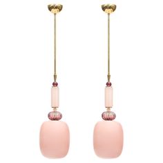 pair of pink glass and gold plated earrings