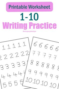 the printable worksheet for numbers 1 - 10 is shown in two different colors