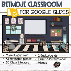 a classroom for google slides is shown with text