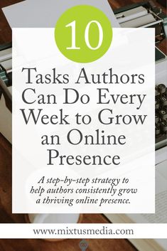 a typewriter with the words 10 tasks authors can do every week to grow an online presence