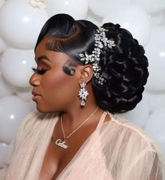 Modern Bridal Hairstyles, Black Brides Hairstyles, Bride Hairstyles Updo, Natural Hair Wedding, Black Wedding Hairstyles, Natural Wedding Hairstyles, Beautiful Bridal Hair, Bridal Hairdo, Bridal Hair Inspiration