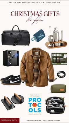 a christmas gift guide for him from pro tools to gifts, including shoes and other items