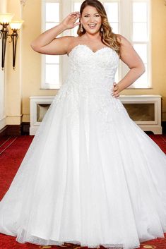 Michelle Bridal For Sydney's Closet MB2313 A-Line Floral Lace Clear Sequins Clear Bugle Beads Lace Appliques On Soft Bridal Tulle Textured Glitter Net Satin Sweetheart Neckline Detachable Drape Sleeves Plus Size "Guinevere" Bridal Gown. Michelle Bridal's MB2313 "Guinevere" gown is perfect for the plus size bride. Featuring a flattering A-line shape, constructed with soft bridal tulle, glitter net, and satin; this dress is adorned with floral lace appliques, clear sequins, and bugle beads. The sw Tulle Texture, Plus Size Bride, Unique Prom Dresses, Ball Gown Skirt, Drape Sleeves, Fabric Suppliers, Bugle Beads, Bridal Gown, Beaded Lace