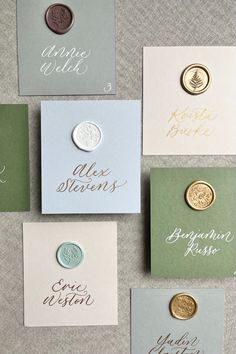 six different types of buttons on cards