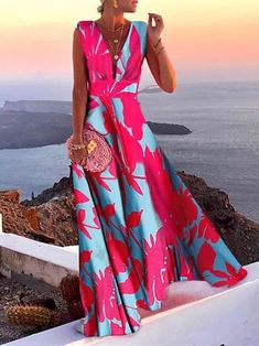 Women's Casual Dress Swing Dress Floral Dress Long Dress Maxi Dress Green Blue Pink Sleeveless Floral Print Spring Summer Deep V Hot Daily 2023 S M L XL XXL 2024 - $41.99 Floral Dress Long, Cheap Maxi Dresses, Summer Black Dress, Floral Dresses Long, Pink Dresses, Maxi Dress Online, White Dress Summer, Maxi Dress Green, Dress Maxi