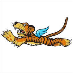 an image of a tiger with wings on it's back and claws in the air