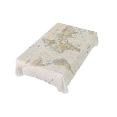 a table cloth with a world map on it