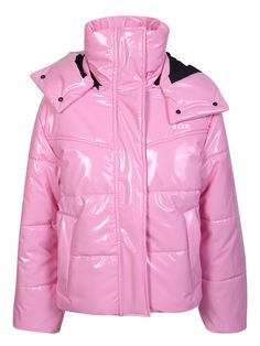 Detachable hood. High neck. Long sleeves. Concealed front fastening. Logo print to the front. Two side pockets. Padded design. Glossy finish. Straight hem. Color: pink Made in Italy Material: 91% Polyester 9% Elastane Product code:180566 Brand code:3341MDH28X 227700 12Composition: 91% Polyester , 9% Elastane Balenciaga Hot Pink Coat, Cheap Relaxed Fit Pink Outerwear, Luxury Pink Sporty Outerwear, Affordable Pink Sporty Outerwear, Hot Pink Puffer Jacket With Hood, Luxury Women's Streetwear Puffer Jacket, Cheap Pink Collared Outerwear, Luxury Winter Puffer Jacket For Streetwear, Cheap Hot Pink Wonter Coat