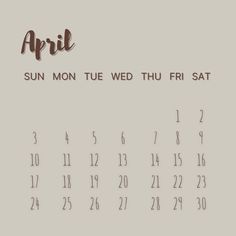 an image of a calendar with the word april in brown and white lettering on it