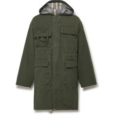 visvim's 'Copleston Field' parka is sure to keep you protected from the elements, it has a triple-layered construction with a scrim bonded to its membrane for added breathability. Cut from army-green cotton, it has a relaxed shape with tempering drawstrings and cargo-inspired flap pockets. Functional Khaki Parka For Outdoor Work, Utility Weatherproof Parka For Travel, Weatherproof Utility Parka For Travel, Hooded Utility Parka For Travel, Hooded Travel Outerwear With Multiple Pockets, Hooded Outerwear With Multiple Pockets For Travel, Military Style Waterproof Parka For Outdoor, Utility Cotton Parka With Detachable Hood, Military Parka With Adjustable Hood For Outdoor