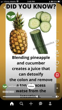 Indoor Plants Ideas Decor, Hanging Plant Indoor, Pineapple And Cucumber, Indoor Plant Ideas, Detox Water Recipe, Healthy Juice Drinks, Colon Detox, Info Board