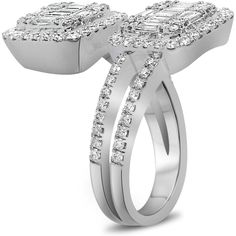 two wedding rings with diamonds on each side