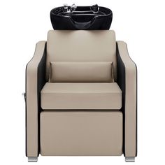 Relax in luxurious comfort with this faux leather recliner. Enjoy smooth, effortless reclining with the adjustable footrest, perfect for unwinding after a long day. The spacious design and plush cushions offer superior support, making it ideal for watching movies or reading. Latitude Run® Body Fabric: Cream/Black Faux Leather | Latitude Run® Backwash Shampoo Station Chair, Adjustable Ceramic Hair Wash Bowl w / Chair 38.6 H x 29.1 W x 59.1 D in brownFaux Leather | 38.6" H X 29.1" W X 59.1" D | Wa Shampoo Station, Hair Wash, Ceramic Hair, Beauty Salons, Watching Movies, Tattoo Parlors, Leather Recliner, Washing Hair, Black Faux Leather