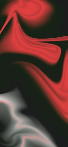 an abstract image of red and black shapes on a black background with white lines in the center