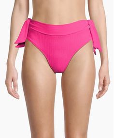 Our perfect-fit midrise bottom gets elevated with an added double tie detail. The charming hip ties can be adjusted to be worn tighter or looser at the waist. This style features power compression mesh lining across the front lower torso to ensure a comfortable and flattering fit. Have fun with your look by mixing and matching this eye-catching bottom with a coordinating Grotto Texture bikini top. DETAILS Color: Grotto Texture Fabric: 90% Recycled Repreve® Nylon 10% Eco Textured Swim Certified UPF 50+ to block 99% of UVA and UVB rays Fully lined Pulls on Power mesh compression liner at interior front waist Functional self-tie at sides Full brief coverage Swim top sold separately. Style #2405TAH3027GR Spring Fitted Bottoms With Bow, Spring Fitted Bottoms With Bow Detail, Fitted Spring Bottoms With Bow Detail, Pink Tie Waist Beach Bottoms, Pink Tie-waist Beach Bottoms, Pink Beach Bottoms With Tie Waist, Pink Tie Waist Bottoms For The Beach, Spring Fitted Bottoms With Tied Details, Fitted Tied Bottoms For Spring