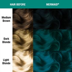 GUILT-FREE GLAMOUR!®Mermaid is a cool ocean-blue neon hair dye with slightly green undertones. Details: Style: Classic Semi-Permanent Hair Dye Color: Mermaid Color Description - Cool Neon Ocean Teal Hair Dye Volume: 4oz / 118ml Ingredients: Vegan Friendly, PPD Free! Additional Features: Benefits of Conditioning Hair, Resealable Tub For Longer Use, Comes With Instructions Duration: 4 - 6 weeks For Best Results: See Instructions Tab Tested on celebrities, not animals™. Denim Blue Hair, Lightening Hair, Manic Panic Hair Color, Manic Panic Hair, Bad Boys Blue, Emerald Hair, Green Hair Dye, Hair Color Spray, Dyed Hair Blue