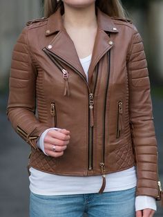 Buy Womens Boda Style Quilted Leather Biker Jacket Brown Fitted Biker Jacket, Stylish Leather Jacket, Biker Coat, Designer Leather Jackets, Best Leather, Lambskin Leather Jacket, Stylish Coat, Real Leather Jacket, Biker Leather