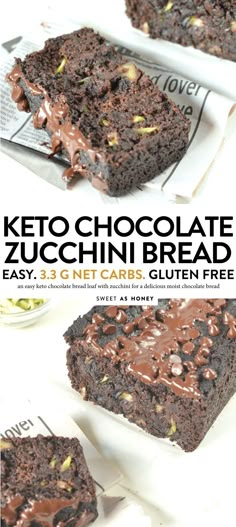 the chocolate zucchini bread has been cut in half and is ready to be eaten