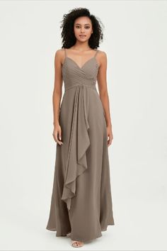 #duntery #bridesmaiddress #bridesmaids #taupe #ruffles #sleevelessdress #wedding Maid Of Honor Dresses, Neutral Bridesmaid Dresses, Maid Of Honour Dresses, Sleeveless Bridesmaid Dresses, Dresses For Wedding, Dress Cover, Full Figured