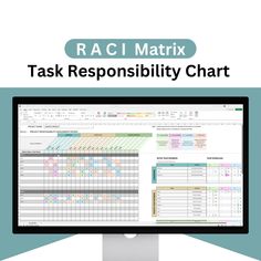 a computer screen with the text raci mattrix task report on it and an image of