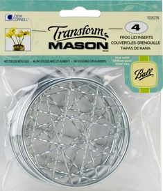 a package of plastic masons with flowers in the center and string on each side