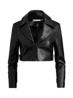 Shop Alice And Olivia's Yardley Leather Cropped Jacket In Black. See Our Entire Collection Of Leather + Suede. Enjoy Free Shipping And Returns On All Orders At Aliceandolivia.com. Right To Privacy, Alice And Olivia, Athleisure Outfits, Fall Skirts, Models Off Duty, Cropped Jacket, Crop Jacket, Alice Olivia, Skirt Leather