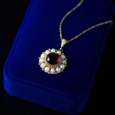 Elegant Yellow Gold Garnet Necklace, Victorian Style Pearl Pendant Necklace, Victorian Style Pearl Drop Necklace As Gift, Victorian Pearl Drop Necklace As Gift, Victorian Pearl Chain Necklace As Gift, Victorian Style Pearl Drop Necklace For Gift, Victorian Pearl Drop Necklace For Gifts, Elegant Gold Garnet Necklace, Elegant Garnet Pendant Necklace