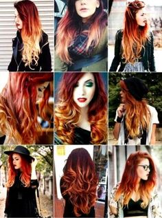 Fire. I miss this look!! More #OmbreHairBlonde Fire Ombre Hair, Fire Hair, Hair Ombre, Pinterest Hair, Hair Color And Cut, Red Hair Color, Hair Color Dark