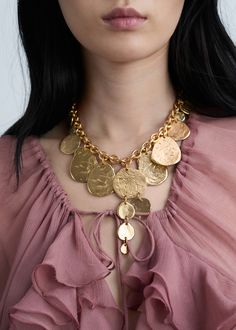 Coin waterfall necklace - Woman | MANGO USA