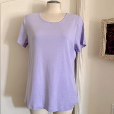 New~Never Worn / Nice Lavender Color; Crew Neckline; Short Sleeves; 100% Cotton. Shipped In Original Shipping Bag. Size~Large (14~16) Smokefree Home No Trade Everyday Purple Short Sleeve Tops, Stretch Purple T-shirt For Spring, Lavender Crew Neck Basic Top, Basic Lavender Crew Neck Top, Casual Lavender Tops For Everyday, Purple Tops For Everyday Spring Wear, Purple Everyday Spring Top, Purple Everyday Spring Tops, Everyday Lavender Cotton Tops