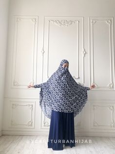 Traditional burqa hijab made by navy blue color geometric print jersey which is a single movement can become a niqab. You just need to lift hijab from his chin and closes face. The niqab is made of soft jersey with beautiful geometric print! This khimar has a cuff that will make your hijab is not only beautiful but also convenient for the registration, running, walking. This handy headdress like those who do not yet know how to wind a scarf, busy mums and female students. It is simple and concis Blue Modest Khimar For Eid, Modest Blue Niqab For Eid, Blue Long Sleeve Modest Khimar, White Khimar, Prayer Scarf, Wedding Dresses Hijab, Muslim Dress Abaya, Islamic Wear, Bride Hijab