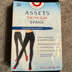 Assets Red Hot Label By Spanx Shaping Tights Are High-Waisted Tights That Are Designed To Provide Comfort And Shaping Without Restricting The Body. They Feature A Built-In Shaper And Extended Waist To Create A Toned Tummy And Tightened Thighs And Rear. The Tights Are Made With Premium Yarns That Can Give The Legs A Longer, More Luxurious Appearance. They Also Have A Non-Binding Waistband That Won't Dig In. -We Have Hundreds Of Women Casual, Women Dress, Mens Casual And Dress Shoes That Are New - Red Stretch Hosiery For Winter, Red Stretch Stockings For Fall, Red Stretch Legwear For Fall, Fitted Red Leggings For Fall, Red Fitted Leggings For Fall, Red Tight Tights For Winter, Fitted Red Legwear For Fall, Fitted Red Fall Hosiery, Red Tight Legwear For Winter