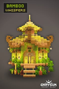 an image of a house made out of wood and plants in the shape of a building