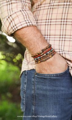 Bohemian Hand Wrapped Beaded Bracelets, Boho Men, Boho Chic Jewelry, Native American Fashion, Bracelet Boho, Stackable Bracelets, Etsy Jewelry, Boho Bracelets, Turquoise Gemstone