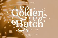 the golden batch font is displayed on an orange background