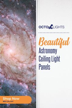 the front cover of a book with an image of a spiral galaxy in the background