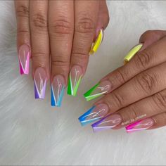 Neon Acrylic Nails, Purple Acrylic Nails, Stylish Nails Designs, Nails Design With Rhinestones, Work Nails, Vacation Nails, Unique Acrylic Nails